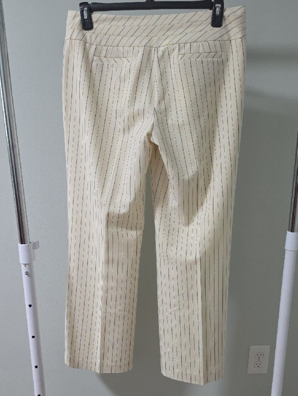 White House Black Market Cream Pinstripe Wide-Leg Dress Pants - Picture 2 of 7